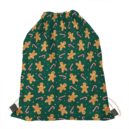 Gingerbread Man Cookies Pattern Print Drawstring Bag