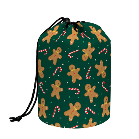Gingerbread Man Cookies Pattern Print Drawstring Makeup Bag