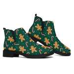 Gingerbread Man Cookies Pattern Print Flat Ankle Boots