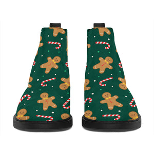 Gingerbread Man Cookies Pattern Print Flat Ankle Boots