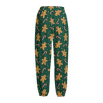 Gingerbread Man Cookies Pattern Print Fleece Lined Knit Pants