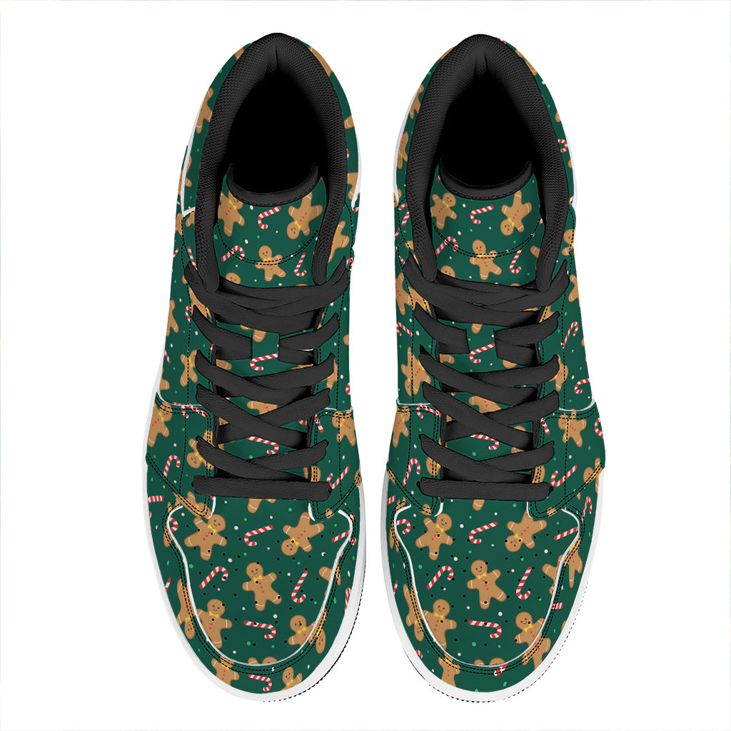 Gingerbread Man Cookies Pattern Print High Top Leather Sneakers