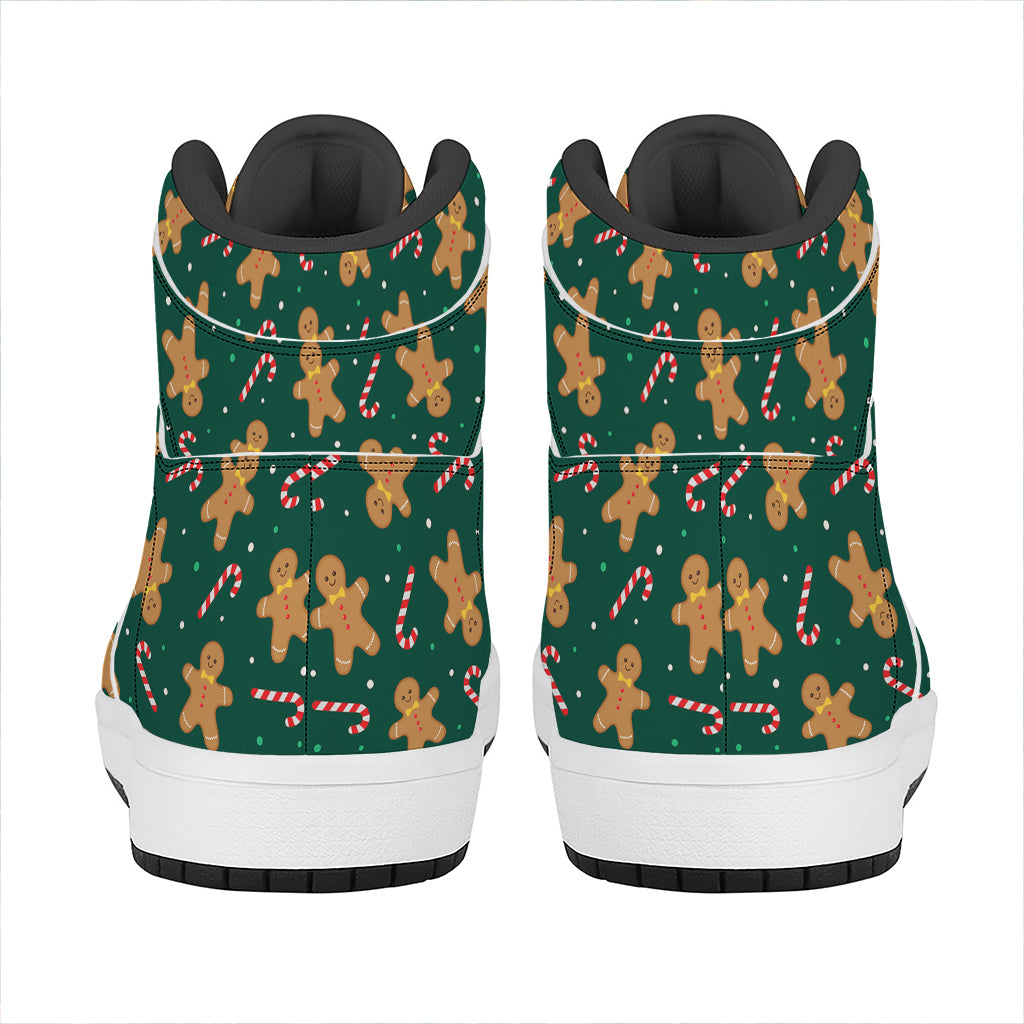 Gingerbread Man Cookies Pattern Print High Top Leather Sneakers