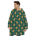 Gingerbread Man Cookies Pattern Print Hoodie Blanket