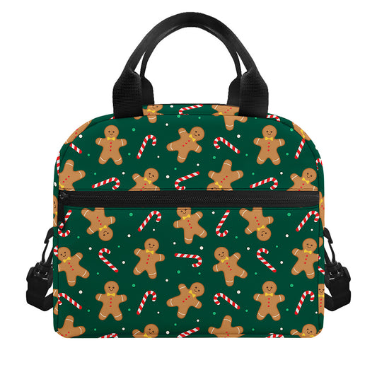 Gingerbread Man Cookies Pattern Print Insulated Lunch Bag