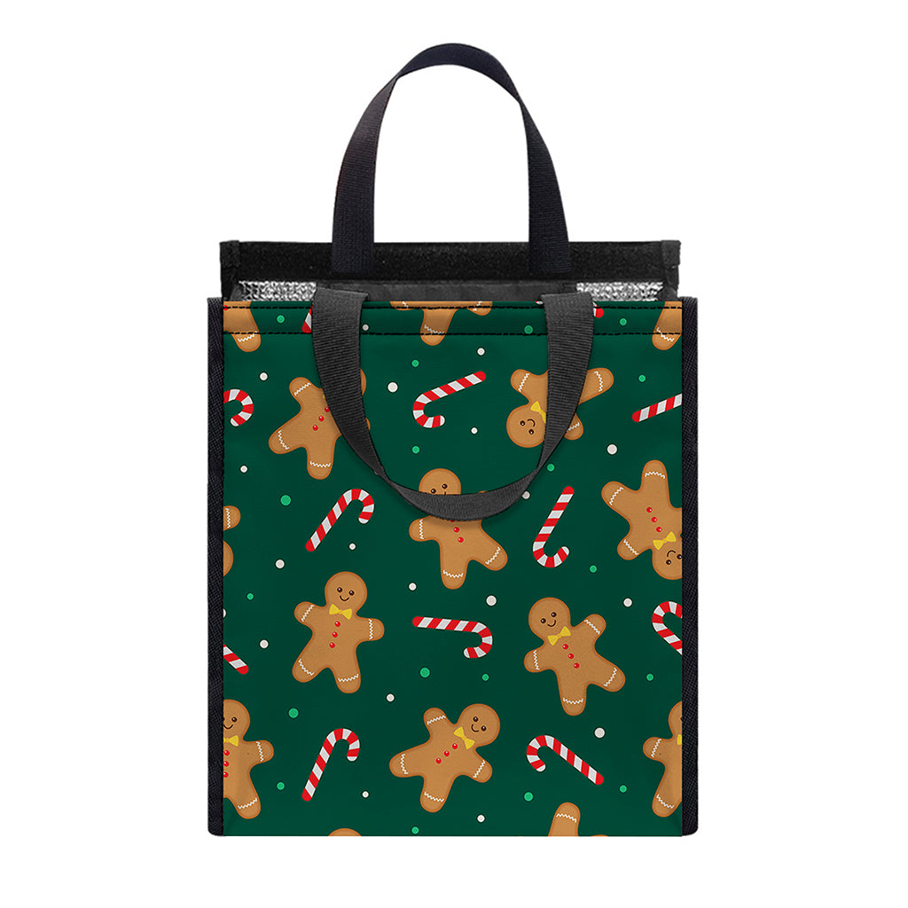 Gingerbread Man Cookies Pattern Print Insulated Lunch Tote