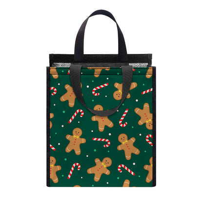 Gingerbread Man Cookies Pattern Print Insulated Lunch Tote