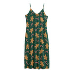 Gingerbread Man Cookies Pattern Print Jersey Midi Cami Dress