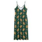 Gingerbread Man Cookies Pattern Print Jersey Midi Cami Dress