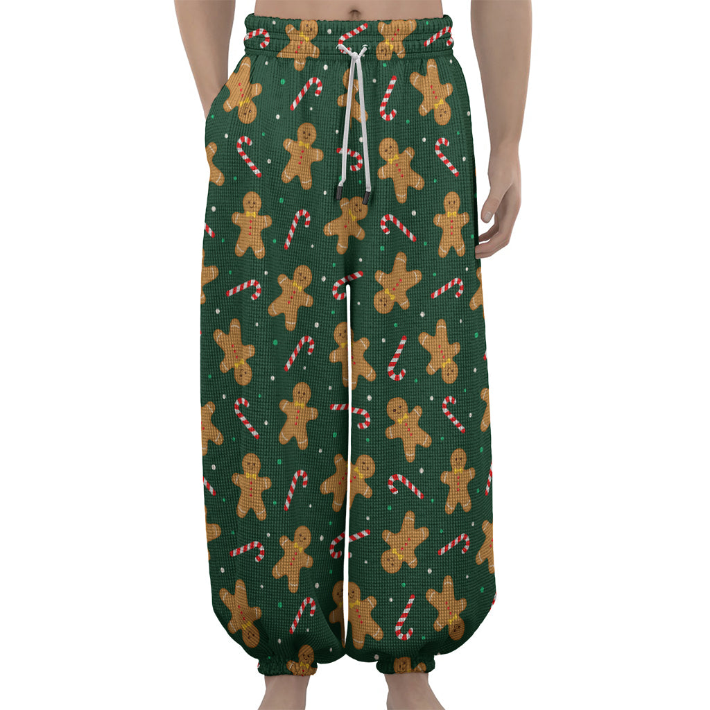 Gingerbread Man Cookies Pattern Print Lantern Pants