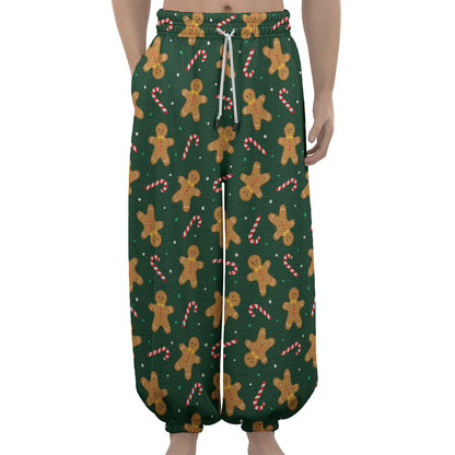 Gingerbread Man Cookies Pattern Print Lantern Pants