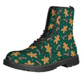 Gingerbread Man Cookies Pattern Print Lace-Up Boots