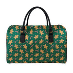 Gingerbread Man Cookies Pattern Print Leather Duffle Bag