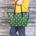 Gingerbread Man Cookies Pattern Print Leather Tote Bag