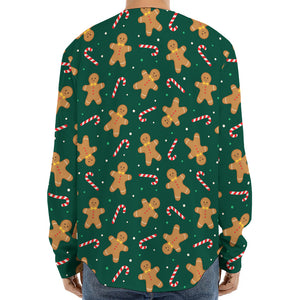 Gingerbread Man Cookies Pattern Print Long Sleeve Baseball Jersey