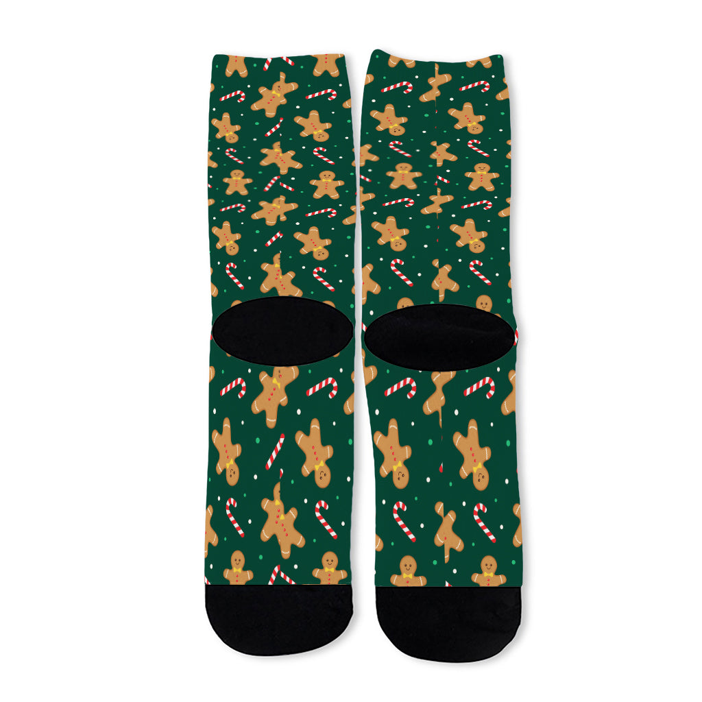 Gingerbread Man Cookies Pattern Print Long Socks