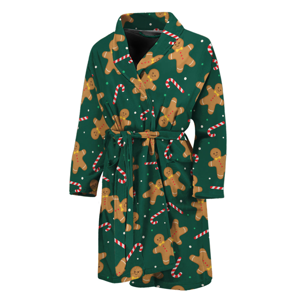 Gingerbread Man Cookies Pattern Print Men's Bathrobe