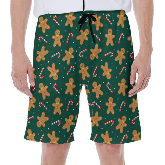 Gingerbread Man Cookies Pattern Print Men's Beach Shorts