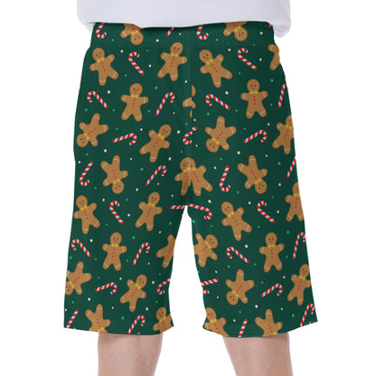 Gingerbread Man Cookies Pattern Print Men's Beach Shorts