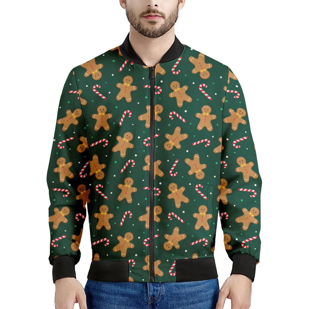 Gingerbread Man Cookies Pattern Print Men's Bomber Jacket