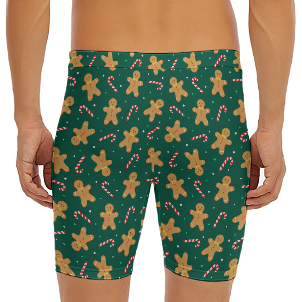 Gingerbread Man Cookies Pattern Print Men's Long Boxer Briefs