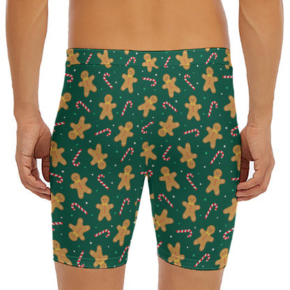 Gingerbread Man Cookies Pattern Print Men's Long Boxer Briefs