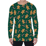 Gingerbread Man Cookies Pattern Print Men's Long Sleeve T-Shirt