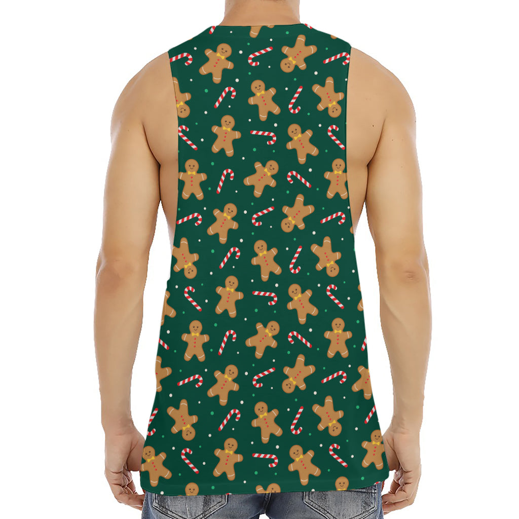 Gingerbread Man Cookies Pattern Print Men's Muscle Tank Top