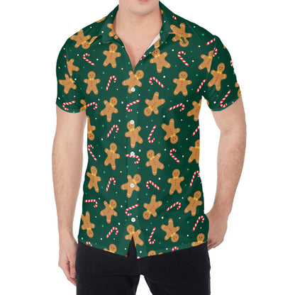 Gingerbread Man Cookies Pattern Print Men's Shirt