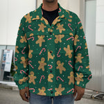 Gingerbread Man Cookies Pattern Print Men's Shirt Jacket