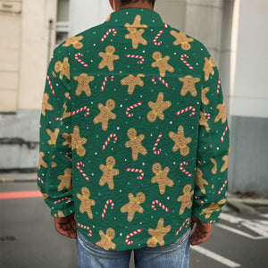 Gingerbread Man Cookies Pattern Print Men's Shirt Jacket