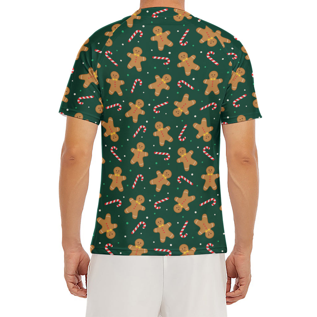 Gingerbread Man Cookies Pattern Print Men's Short Sleeve Rash Guard