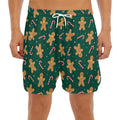 Gingerbread Man Cookies Pattern Print Men's Split Running Shorts