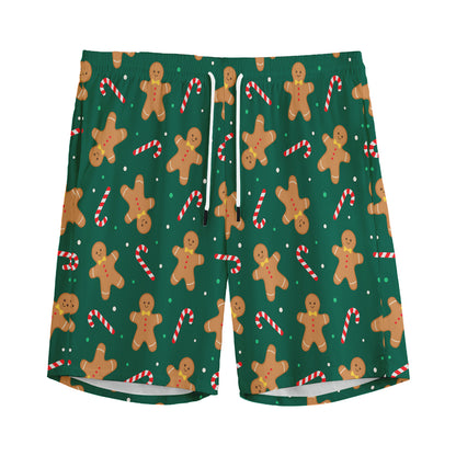 Gingerbread Man Cookies Pattern Print Men's Sports Shorts