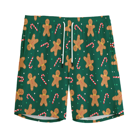 Gingerbread Man Cookies Pattern Print Men's Sports Shorts