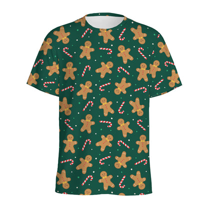 Gingerbread Man Cookies Pattern Print Men's Sports T-Shirt