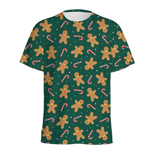 Gingerbread Man Cookies Pattern Print Men's Sports T-Shirt