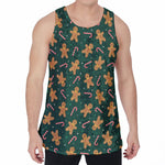 Gingerbread Man Cookies Pattern Print Men's Velvet Tank Top
