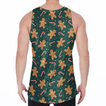 Gingerbread Man Cookies Pattern Print Men's Velvet Tank Top