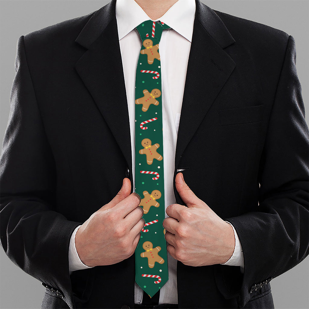 Gingerbread Man Cookies Pattern Print Necktie