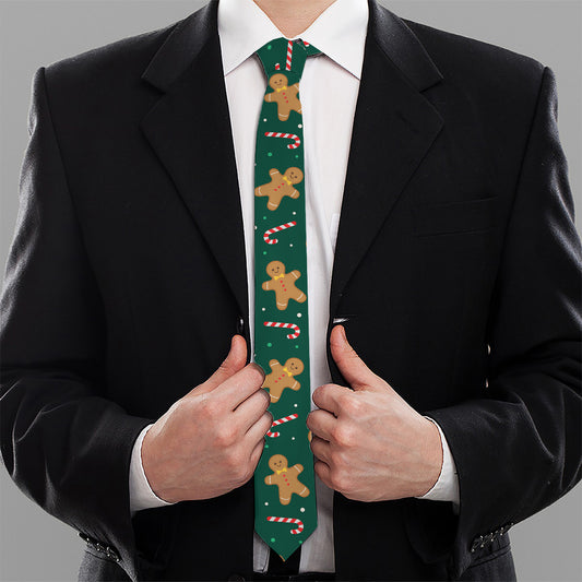 Gingerbread Man Cookies Pattern Print Necktie
