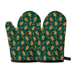 Gingerbread Man Cookies Pattern Print Oven Mitts