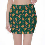 Gingerbread Man Cookies Pattern Print Pencil Mini Skirt