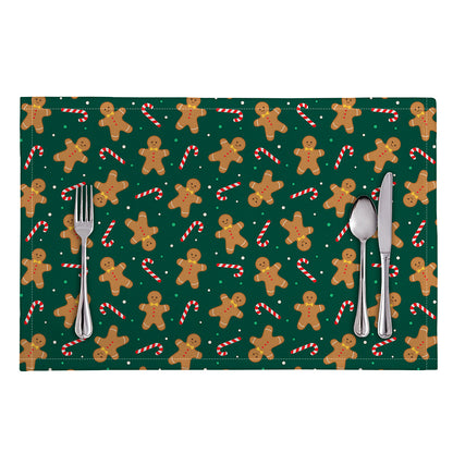 Gingerbread Man Cookies Pattern Print Placemat