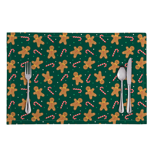Gingerbread Man Cookies Pattern Print Placemat