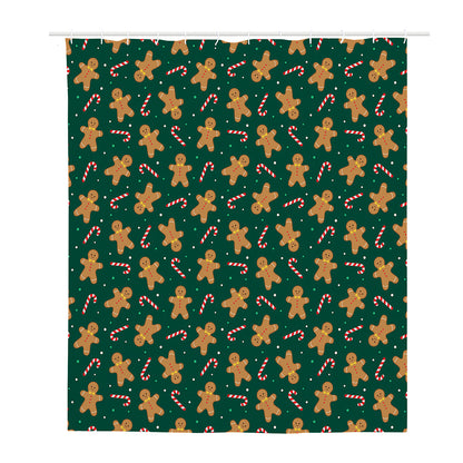 Gingerbread Man Cookies Pattern Print Polyester Shower Curtain