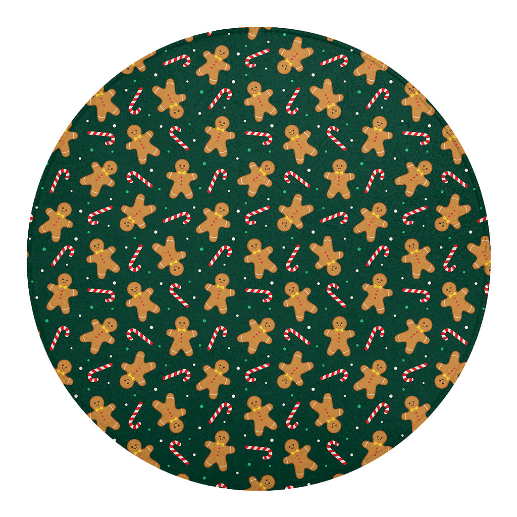 Gingerbread Man Cookies Pattern Print Round Blanket