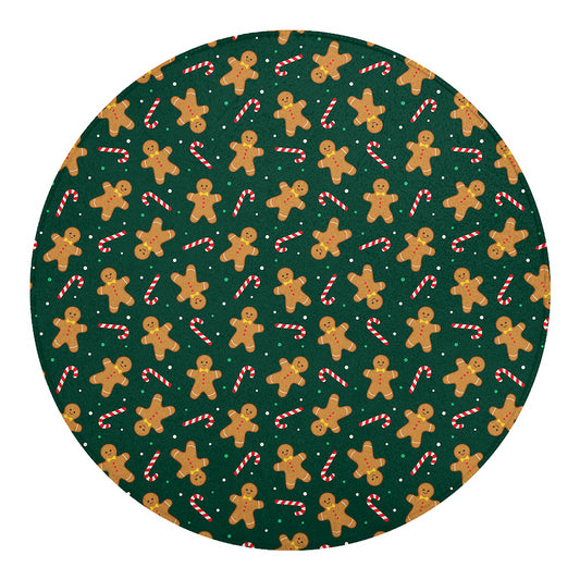 Gingerbread Man Cookies Pattern Print Round Blanket