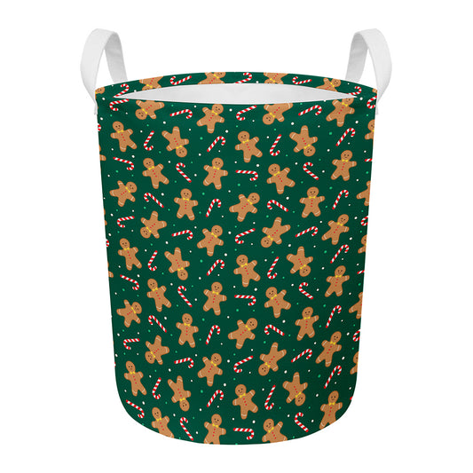 Gingerbread Man Cookies Pattern Print Round Laundry Basket