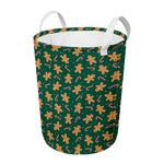 Gingerbread Man Cookies Pattern Print Round Laundry Basket